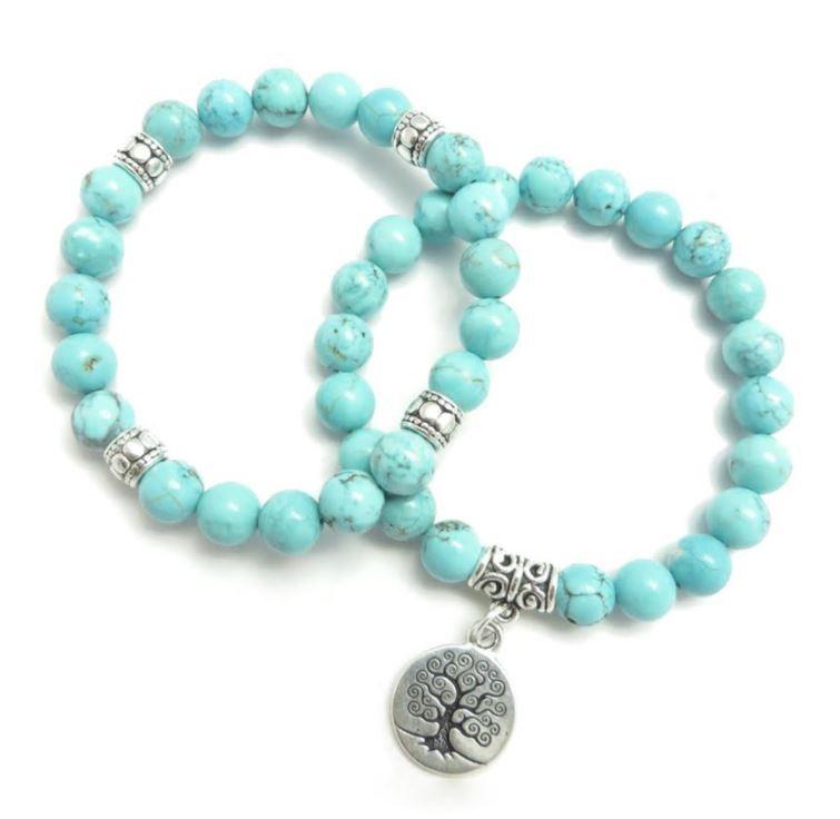 Turquoise Tree of Life Double Bracelet