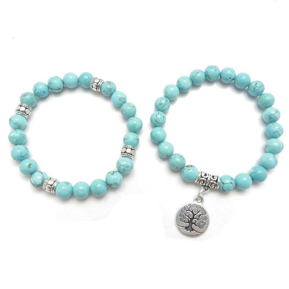 Turquoise Tree of Life Double Bracelet