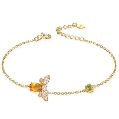 Honey Bee Natural Citrine Sterling Silver Bracelet