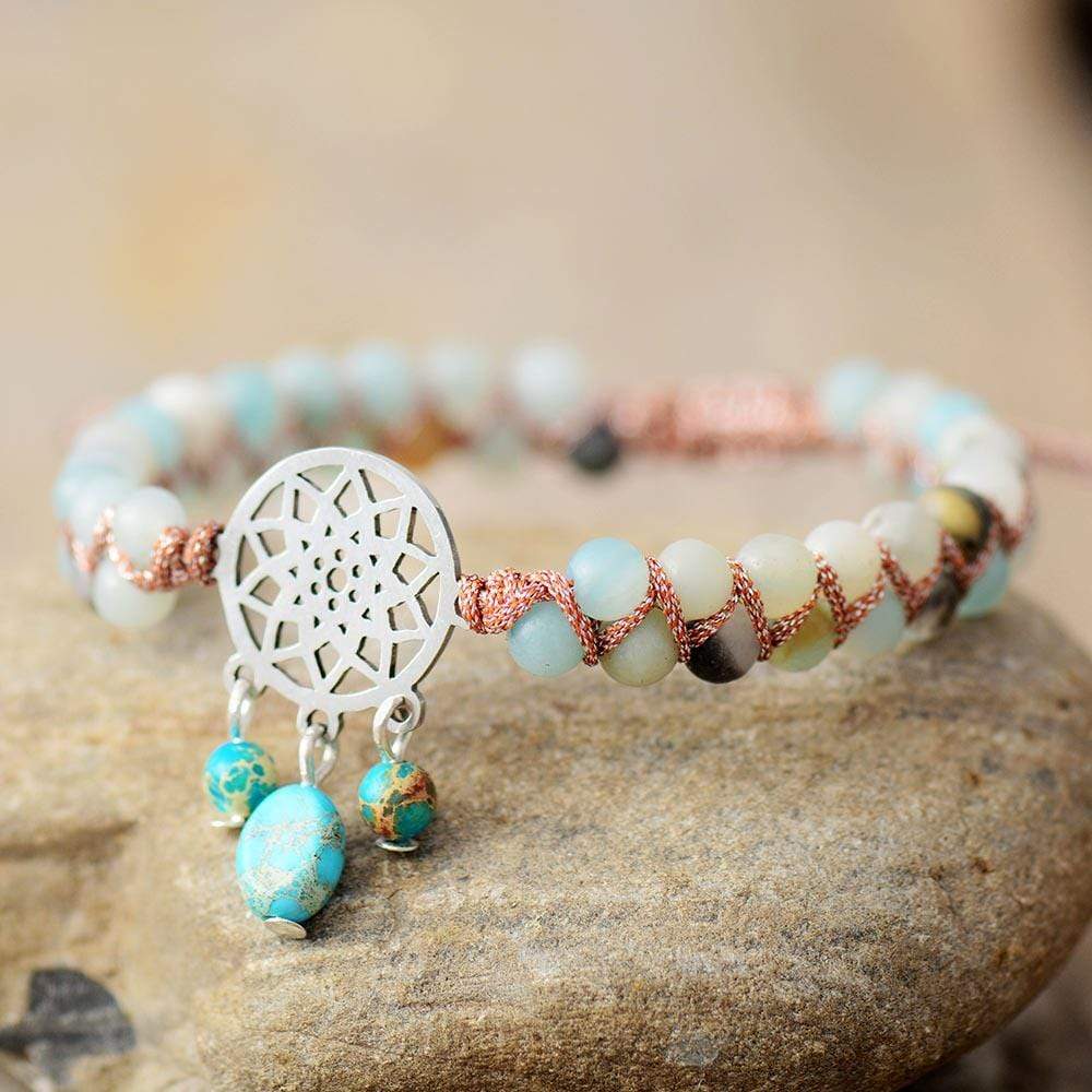 Natural Amazonite Dreamcatcher Bracelet