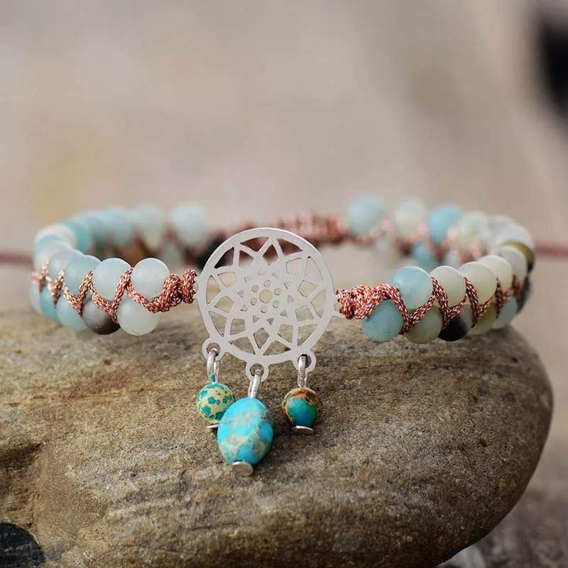 Natural Amazonite Dreamcatcher Bracelet