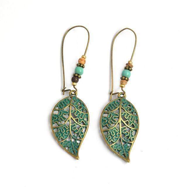 Bronze Hollow Leaf Drop Earrings