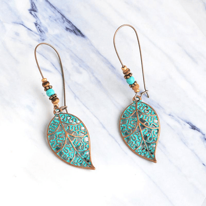 Bronze Hollow Leaf Drop Earrings