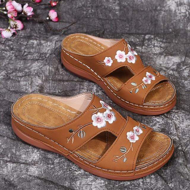 Floral Embroidered Slippers