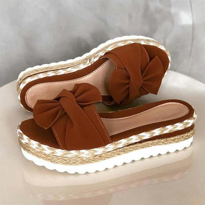 Bowknot Thick Soles Slippers