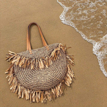 Oversized Bohemian Round Straw Bag