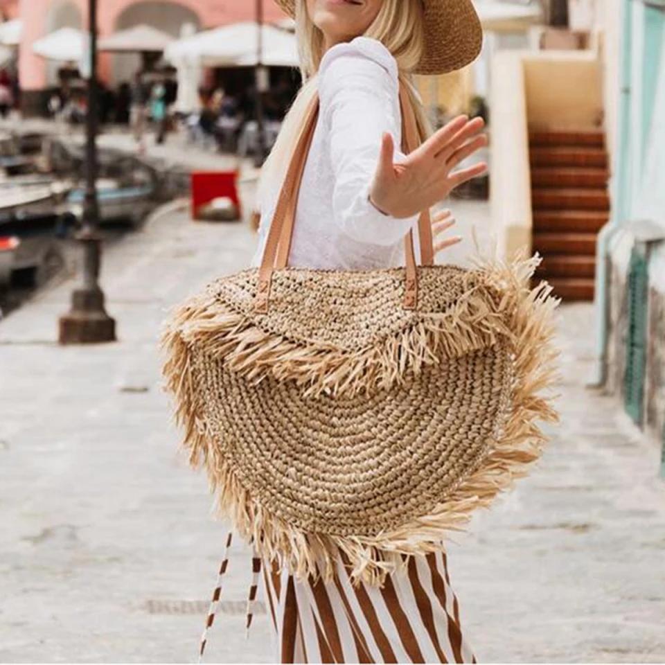 Oversized Bohemian Round Straw Bag