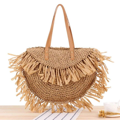 Oversized Bohemian Round Straw Bag