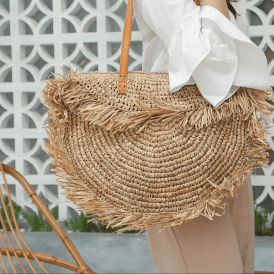 Oversized Bohemian Round Straw Bag