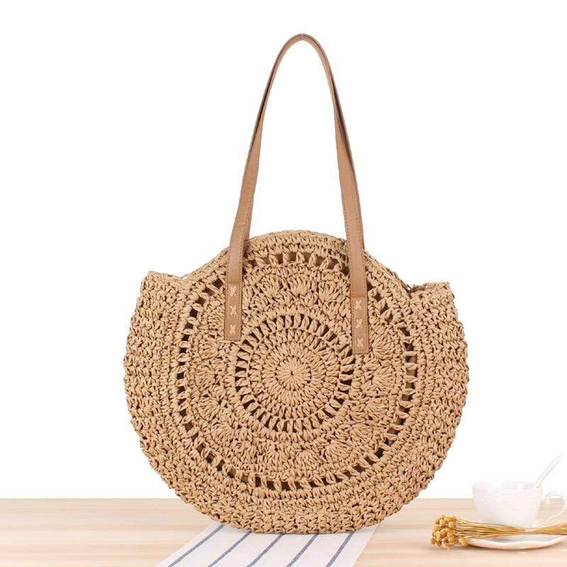 Woven Straw Circular Shoulder Bag