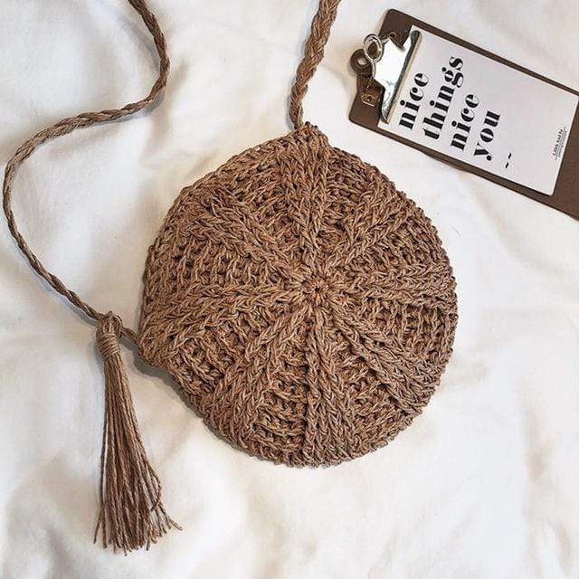 Rattan Woven Crossbody Circle Bag