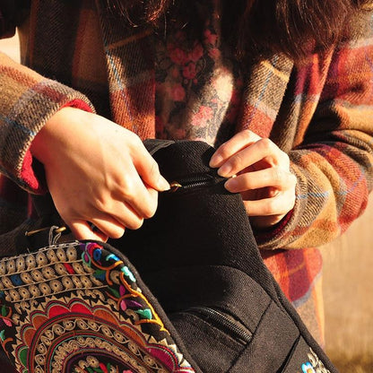 Colorful Traditional Style Embroidered Backpack