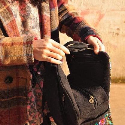 Colorful Traditional Style Embroidered Backpack