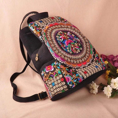 Colorful Traditional Style Embroidered Backpack