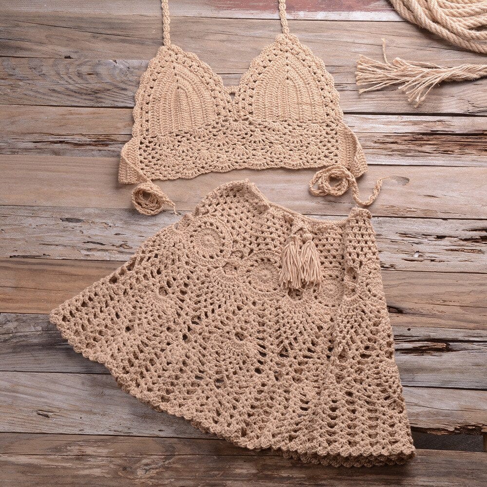 Corinna Crochet Bikini Skirt Set