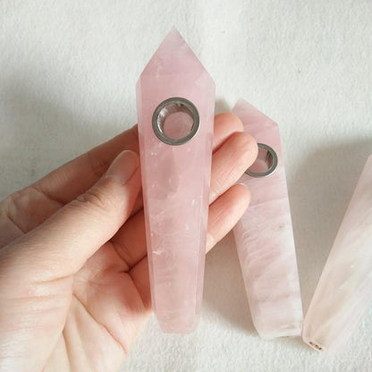 Rose Quartz Crystal Pipe