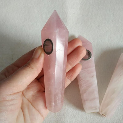 Rose Quartz Crystal Pipe