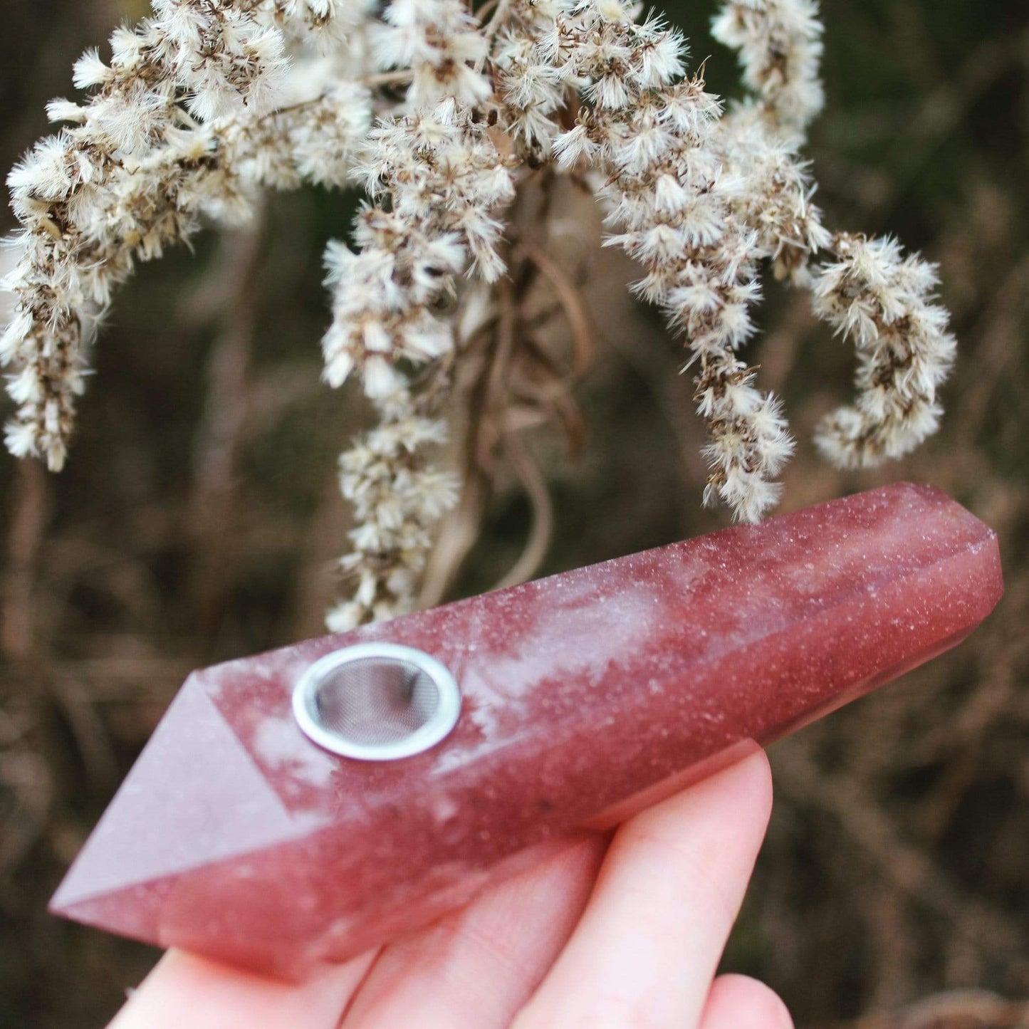 Strawberry Quartz Crystal Pipe