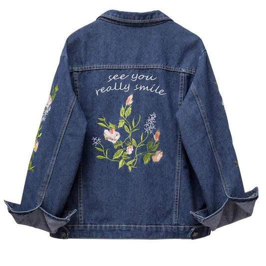 "See You Really Smile" Denim Jacket