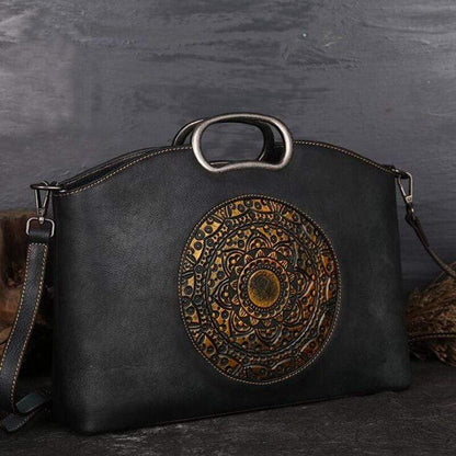 Dark Gray Mandala Embossed Bag