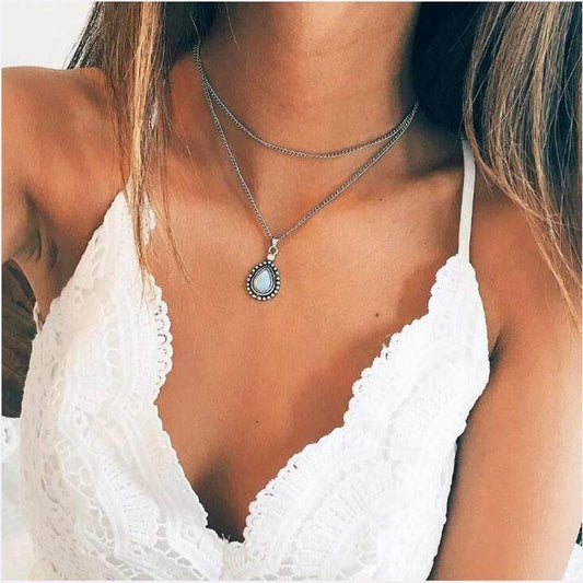 Double Layered Water Drop Necklace