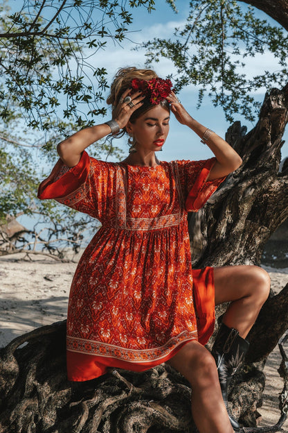 Hannah Boho Tunic Mini Dress