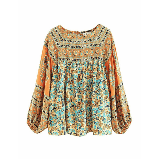 Dusty Yellow Turquoise Dreams Blouse