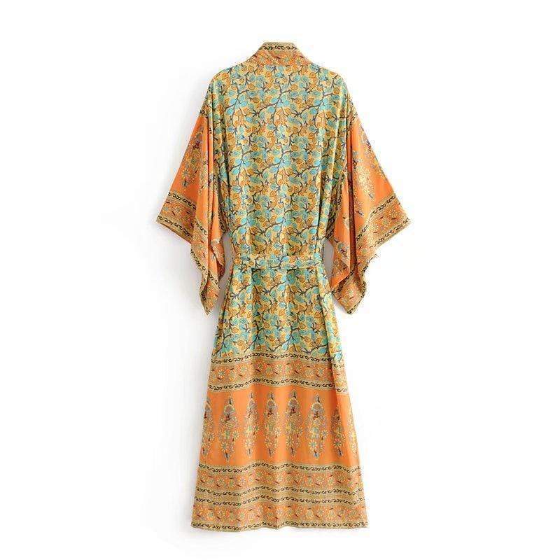 Dusty Yellow Turquoise Dreams Kimono