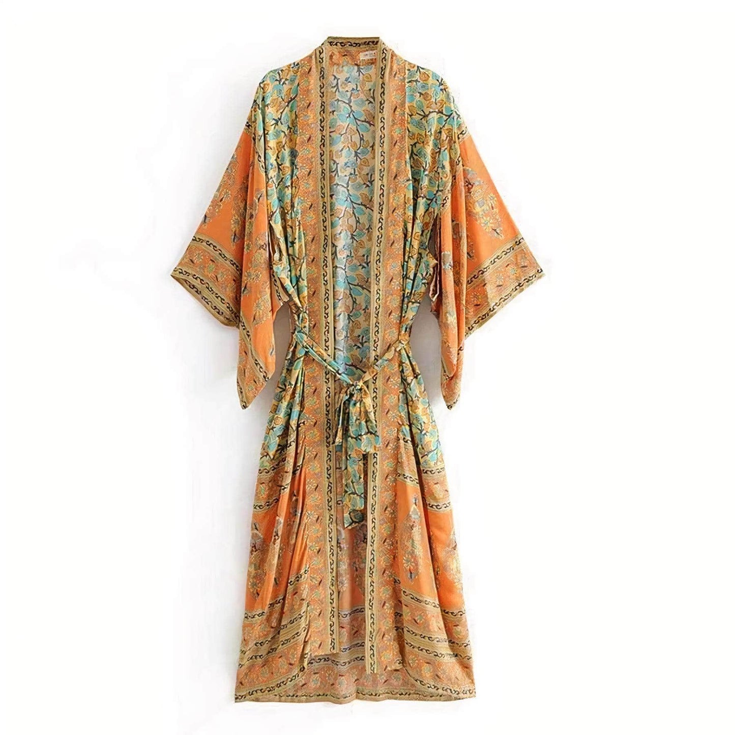 Dusty Yellow Turquoise Dreams Kimono