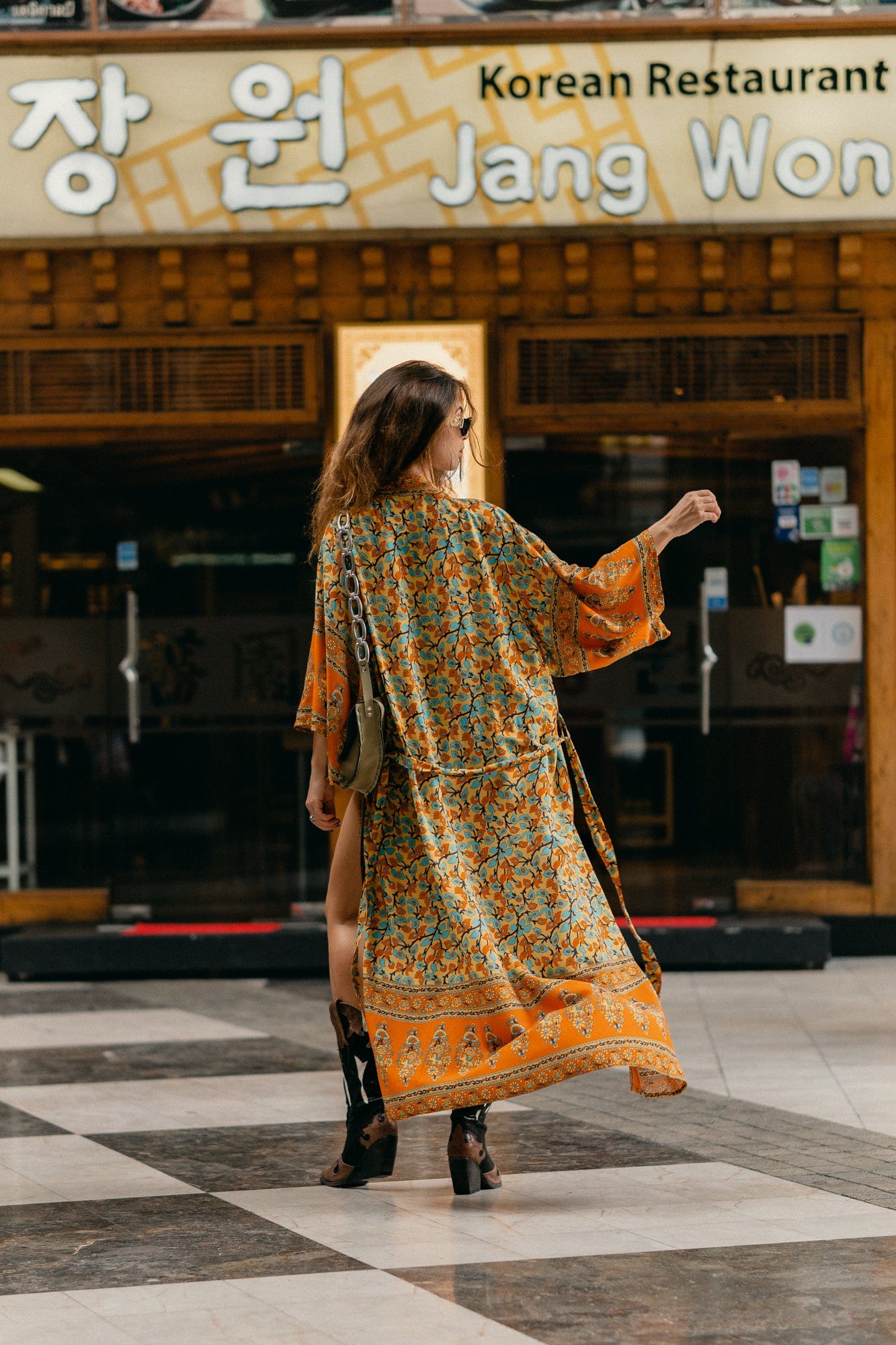 Dusty Yellow Turquoise Dreams Kimono