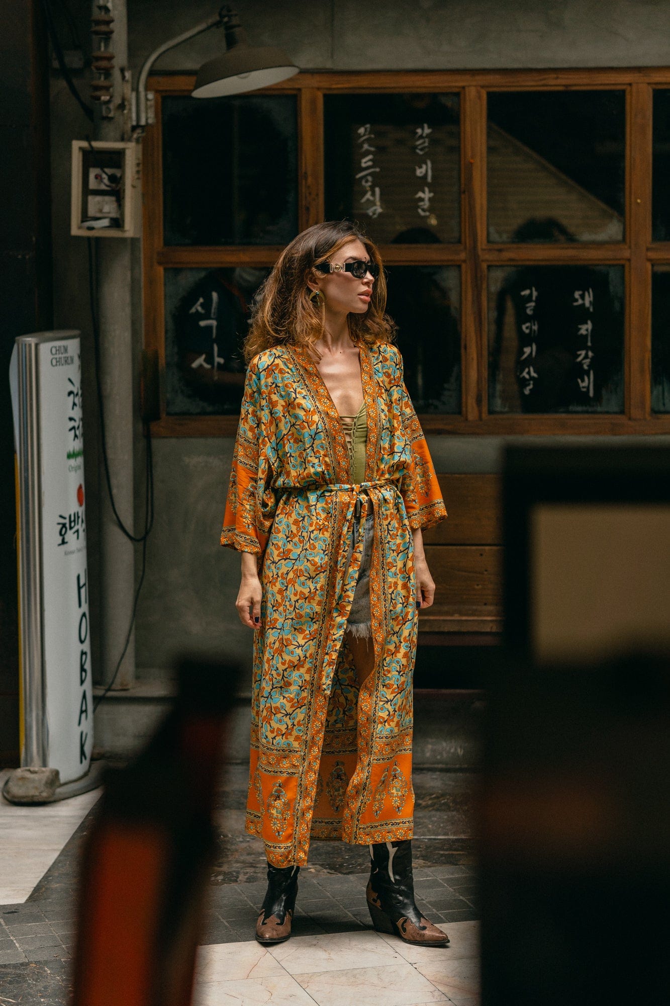 Dusty Yellow Turquoise Dreams Kimono