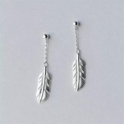 925 Sterling Silver Feather Earrings