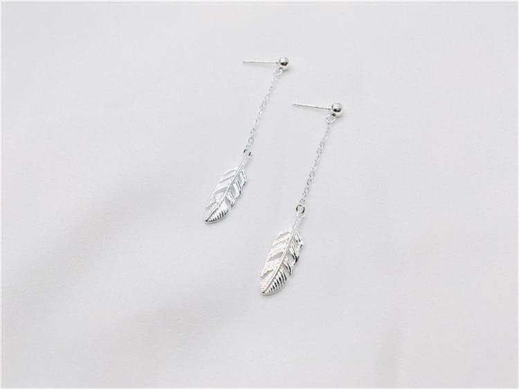 925 Sterling Silver Feather Earrings