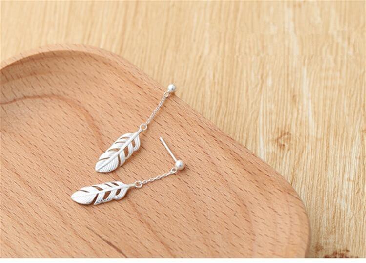 925 Sterling Silver Feather Earrings