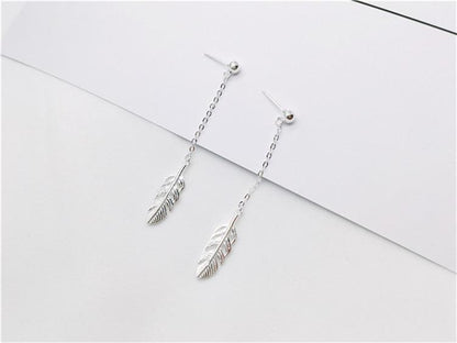 925 Sterling Silver Feather Earrings