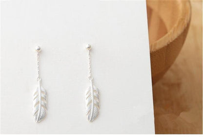 925 Sterling Silver Feather Earrings