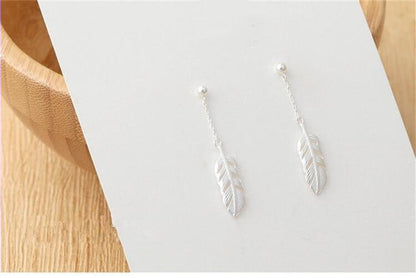 925 Sterling Silver Feather Earrings