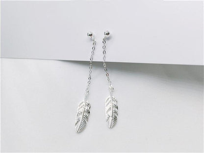 925 Sterling Silver Feather Earrings