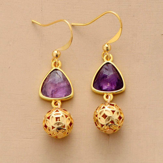 Amethyst Gold Charm Earrings