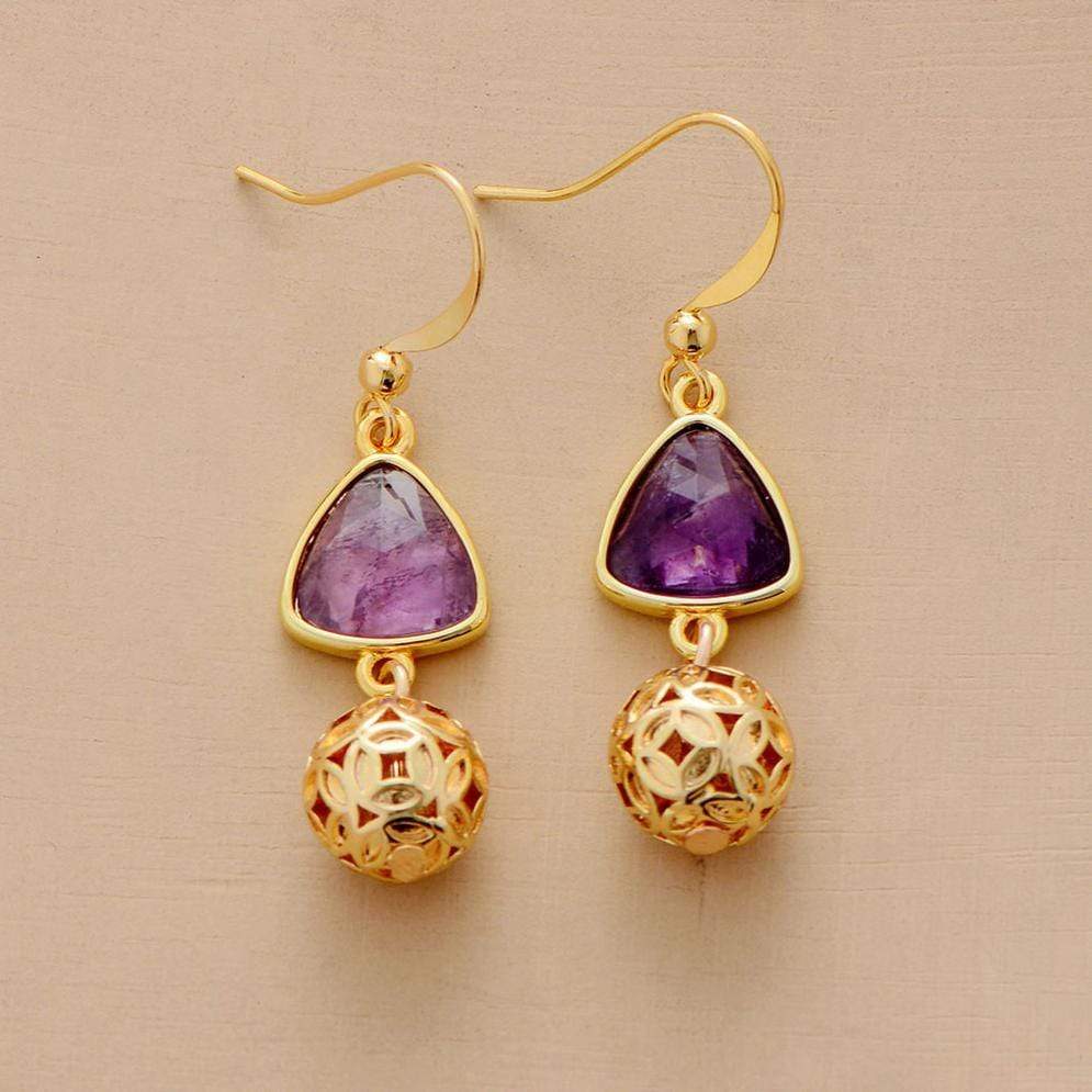 Amethyst Gold Charm Earrings