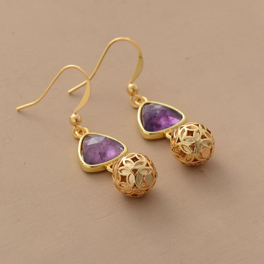 Amethyst Gold Charm Earrings