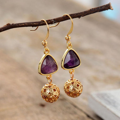 Amethyst Gold Charm Earrings