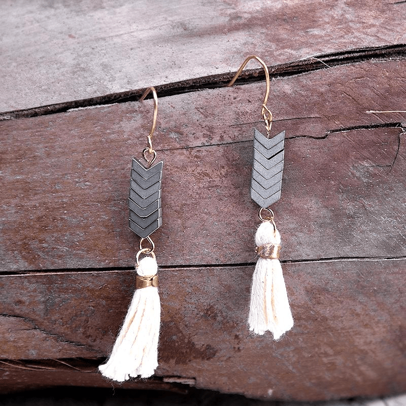 Bohemian Tassel Earrings with Natural Stones