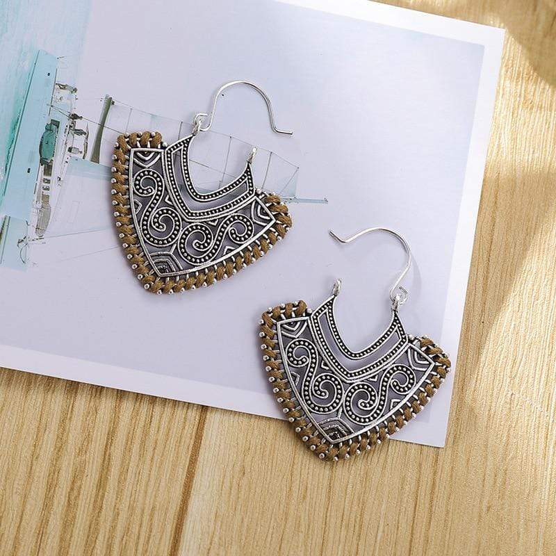 Ethnic Design Silver Earrings