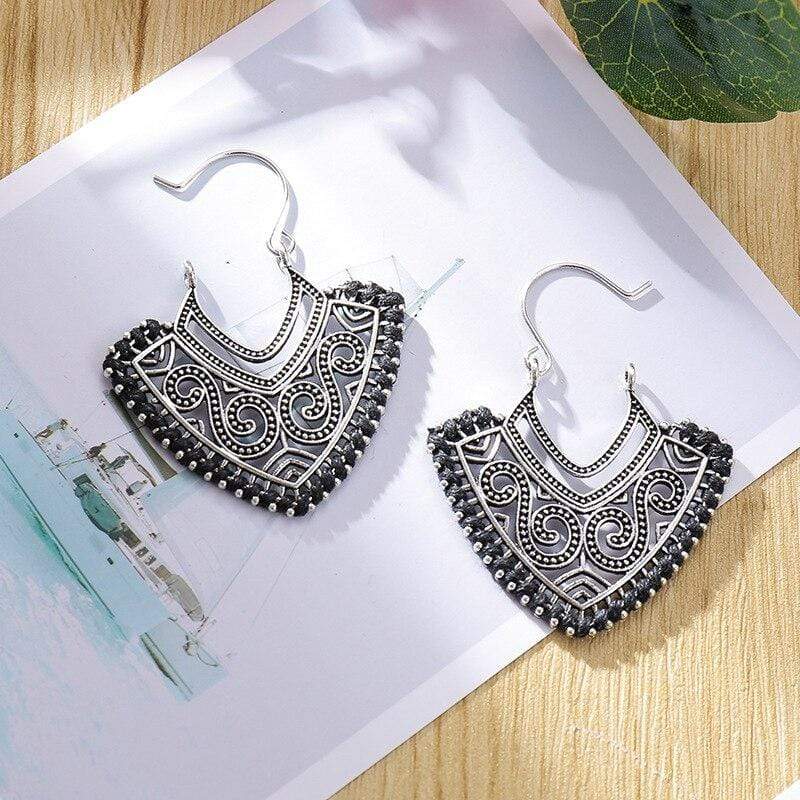 Ethnic Design Silver Earrings