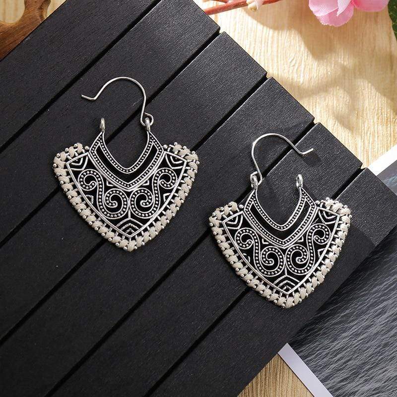 Ethnic Design Silver Earrings