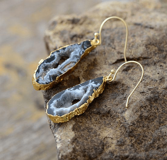 Natural Druzy Dangle Earrings