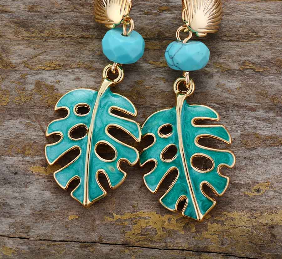 Monstera Leaf Dangle Earrings