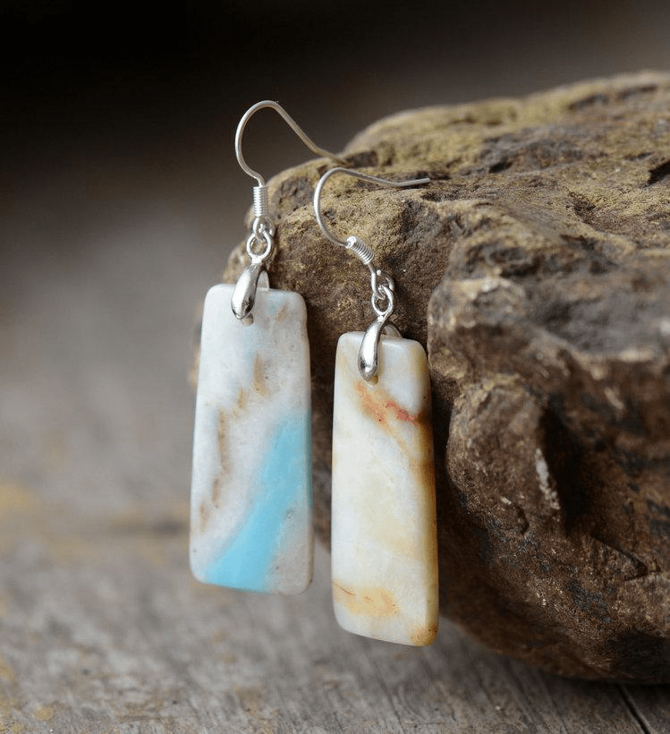 Natural Amazonite Dangle Earrings