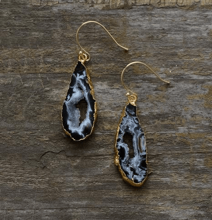 Natural Druzy Dangle Earrings